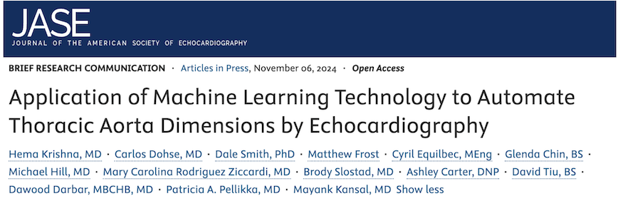 Machine Learning Technology To Automate Thoracic Aorta Dimensions By Echocardiography
